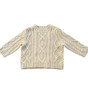 Vintage L.L.Bean Infant Fisherman Cable Knit
Sweater 12-18M Wool Blend Cream